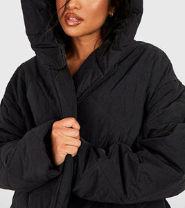 Doudoune mi-longue matelassée en coton léger sur mesure avec ceinture Veste d'hiver moelleuse coupe-vent et imperméable - Product Image 2