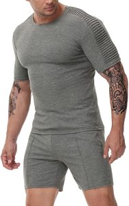 Polyester/Cotton Slim Fit Short Sleeves Crew Neck Maroon Twinset T-Shirts and Shorts <b>Set</b> Summer Casual Breathable - Product Image 6