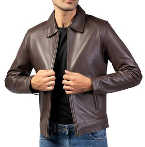 Chaqueta bomber clásica para motociclistas de primera calidad con cuello polo genuino para hombre - Product Image 2