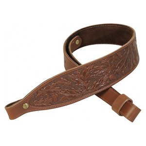 Eslinga de caza de cuero de vaca curtido vegetal con diseño de ciervo Respaldo de cuero de vaca de gamuza Eslinga ajustable duradera y elegante para cazadores - Product Image 1