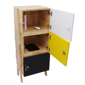 SFTCN001 - Moderno Gabinete de Almacenamiento de Oficina de 3 Niveles, Madera de Caucho de Alta Calidad con Puerta con Cerradura, Diseño Apilable - Product Image 4