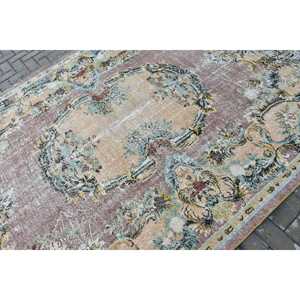 พรมวินเทจขนาด 6.9x9.6 ฟุต, พรมตุรกีขนาดใหญ่, พรมสีน้ำตาลสไตล์ตะวันตกเฉียงใต้ - Product Image 5