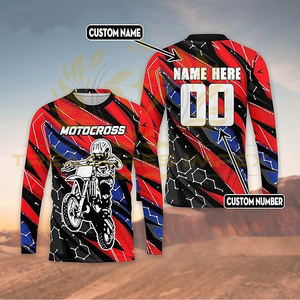 เสื้อเจอร์ซีย์มอเตอร์ครอส ระบายอากาศได้ดี % โพลีเอสเตอร์ แบบปรับแต่งได้ ลายธงชาติอเมริกัน สำหรับผู้ใหญ่ ผู้ชาย ขี่มอเตอร์ไซค์วิบาก แข่งรถ - Product Image 4