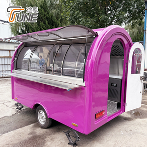 Remolque de Comida Personalizado de un Solo Eje, Carrito de Comida Móvil Redondo, Carrito de Aperitivos de Acero Inoxidable, Carrito de Café, Camión de Servicio al Aire Libre - Product Image 1