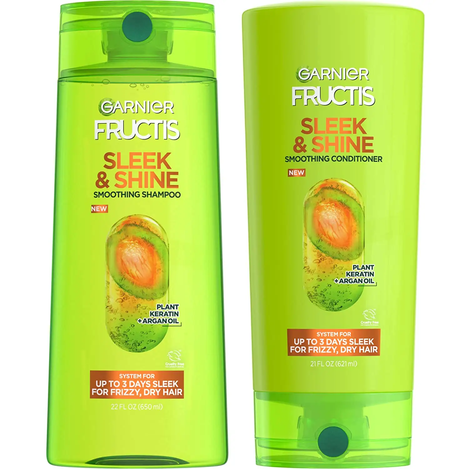 Garnier Fructis Shampoo levigante elegante e brillante per capelli crespi, secchi, 12.5 floz