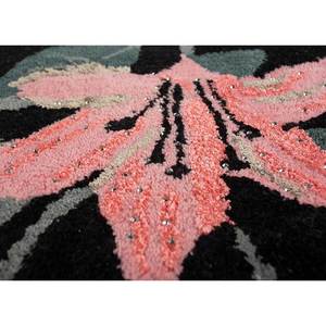 Hacienda Floral & Striped Hand Tufted Wool & Viscose <b>Rug</b> Grey & <b>Black</b> Rectangle for Home Living Room or Hallway-Tra-13357(Cryt) - Product Image 3