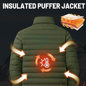 Veste d'hiver matelassée décontractée pour homme, coupe ample, coupe-vent, respirante, en nylon/coton, rembourrée de fibres 100 % polyester - Product Image 4