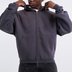 Sweat à capuche de haute qualité avec fermeture éclair, logo personnalisé, poids lourd, 100% coton, sweat à capuche ample pour homme - Product Image 1
