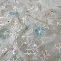 Nouveau design pure viscose georgette tissu flowel butti design dentelle tissu Floral multicolore luxe brodé paillettes tissu