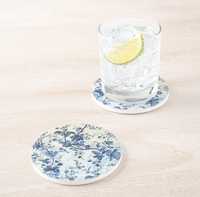 Sous-verres en marbre floral, décoration champêtre française, accent de table Grand Millennial