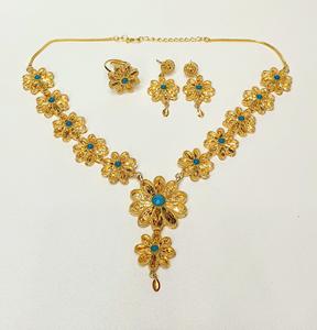 Conjunto de moda de Latón chapado en oro de 24 quilates, diseño de piedra de flores de estilo clásico para bodas, compromisos, fiestas, regalo de cobre hecho a mano - Product Image 5