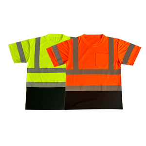 High Quality Reflective Security Vest Breathable Comfortable <b>Short</b> <b>Sleeve</b> Work T-<b>Shirt</b> Customizable Logo Made Polyester - Product Image 3