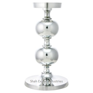 Pilier de bougie en aluminium Centre de table Vintage plaqué argent pour la maison et le mariage Décoration de table Pilier de bougie - Product Image 3