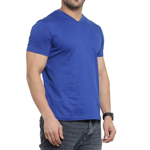 Camiseta Casual con Cuello en V y Logotipo Personalizado para Hombre, Alta Calidad, 100% Algodón, Color Sólido, Manga Corta, Talla Grande, Secado Rápido, Transpirable - Product Image 1
