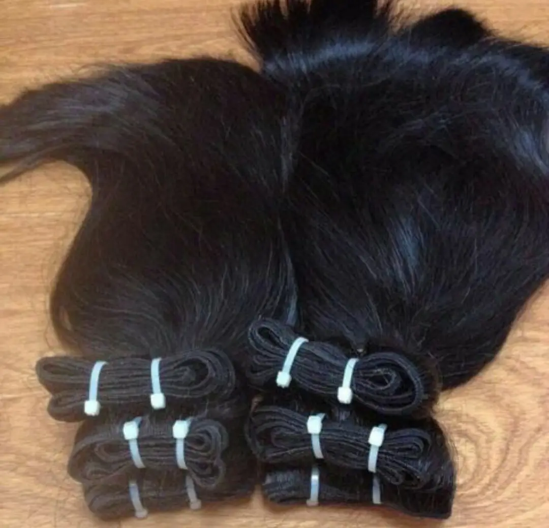 Unprocessed natural indian remy virgin human hair weft 100% temple hair raw hair