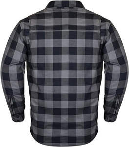 Chemise de motard personnalisée pour homme et femme, en coton % intérieur, noir gris, équipement de protection, cruisers, imperméable, fermeture éclair, flanelle blindée - Product Image 2