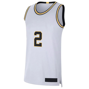 Maillot de basket-ball pour hommes, blanc et jaune, anti-boulochage, respirant, en polyester, personnalisable - Product Image 2