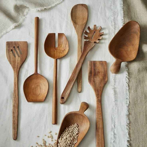 Juego de Utensilios de Cocina de Madera de Acacia Natural, 6 Piezas, Antiadherente, Seguro, Ecológico, Duradero, de saniya handicraft - Product Image 5