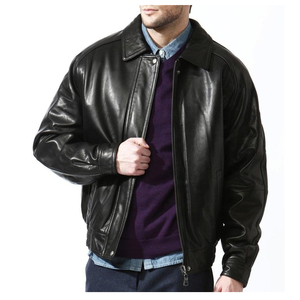 Blouson de motard en cuir véritable noir épais pour homme, respirant, anti-UV, écologique, mode hiver, décontracté, OEM - Product Image 1
