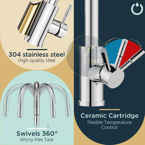 Mitigeur d'évier monocommande en acier inoxydable, style unique, couleur unie, en stock - Product Image 4