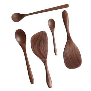 Vente en gros de cuillère en bois de style japonais poli miroir gravé de qualité supérieure cuillère à thé en hêtre cuillère de service de cuisine par Crescent Crafts - Product Image 1