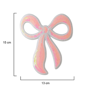 Patch brodé de sequins rose scintillant avec nœud pour accessoires de mode - Product Image 2