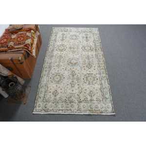 Alfombra vintage, alfombra de 3.7x6.8 pies, alfombra verde con lunares - Product Image 1