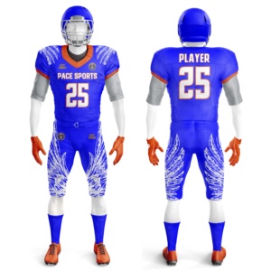 Tenues de football américain bleu roi pour adultes et jeunes, ensemble court respirant en sergé antibactérien, fabriqué au Pakistan pour les vêtements de sport - Product Image 1