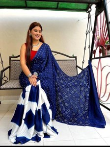 Sari de inspiración ligera para mujer en colecciones de tela de patrón elegante único multicolor de mayorista - Product Image 4