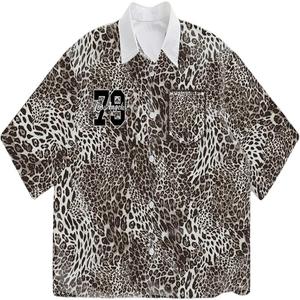 เสื้อเชิ้ตแขนสั้นคอปกทรงหลวมพิมพ์ลายสำหรับผู้ชาย, เสื้อเชิ้ตลำลองไซส์ใหญ่พิเศษแฟชั่นสำหรับฤดูร้อน - Product Image 1