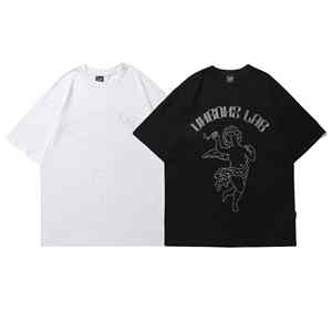 Camiseta casual de manga corta para hombre con textura de diamantes de imitación, estampado en relieve, holgada, talla grande, para verano. - Product Image 6