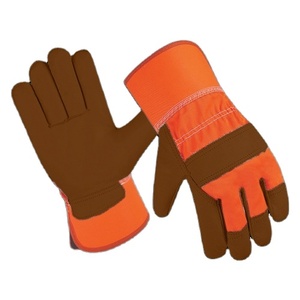 Guantes de Cuero Canadiense Resistentes con Dorso Fluorescente, Puño Reforzado con Goma, Protección de Seguridad para Manos con Forro de Algodón - Product Image 5