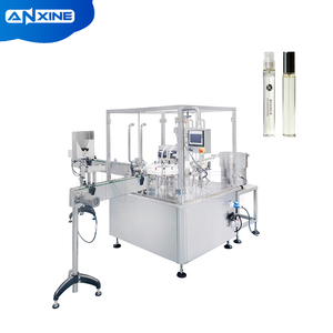 Machine de remplissage automatique de cosmétiques et de parfums avec pompe à moteur, roulement, bouteilles en plastique et en verre, et bouchonnage rotatif - Product Image 1