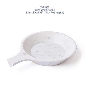 Bol en marbre blanc économique avec poignée Plateau de service de cuisine et de salle à manger chic Vaisselle en pierre naturelle de qualité supérieure - Product Image 4