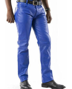 Promotion Pantalons décontractés droits en cuir et toile de haute qualité pour hommes, taille mi-haute, couleurs personnalisées, légers, anti-froissement - Product Image 3