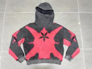 Sweat à capuche personnalisé pour femme avec ourlet brut dégradé Sweat-shirt tricoté solide et tendance avec épaules tombantes Logo avant Style décontracté à capuche - Product Image 5