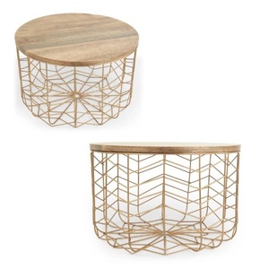 Cestas de alambre y madera duraderas para cocina, lavandería o uso en el jardín. Aspecto vintage con tapa de madera sostenible de función moderna en la parte superior - Product Image 6