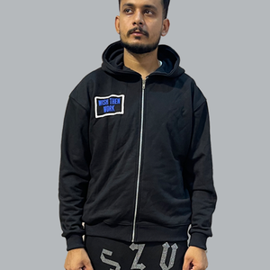 เสื้อกันหนาวมีฮู้ดสำหรับผู้ชายเสื้อวอร์มสีพื้นมีซิปเทอร์รี่400 GSM - Product Image 3