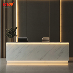 Quầy tiếp tân hiện đại Thiết kế quầy làm đẹp Thẩm mỹ viện quầy tiếp tân sân bay nhỏ quầy làm thủ tục văn phòng màu trắng tùy chỉnh - Product Image 5