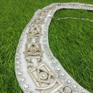 Collar de cadena de metal Masonic Regalia PAST MASTER DELUXE respaldo BLANCO - Product Image 4