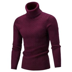 Jersey de punto de talla grande para hombre, suéter de cuello alto, sudadera de lana de invierno con cuello alto - Product Image 4