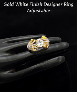 Anillo de Diseño con Acabado Dorado y Blanco, Ajustable, Perfecto para Fiestas, Uso Diario, Diseño de Lujo, Calidad Premium, Hermosos Colores - Product Image 3