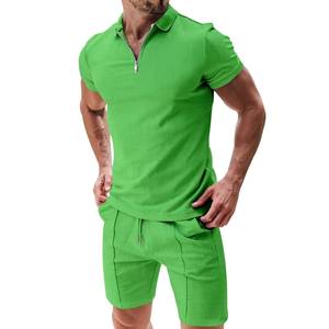 Summer Men Fitness Fashion Casual Sportswear Short Sleeve T Shirt Shorts 2 Piece Set Men's Solid Color Summer Casual Set - Product Image 4