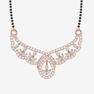 Women's 18K Gold Mangalsutra <b>Necklace</b> with Round and Marquise Cut Moissanite Diamond - Product Image 5