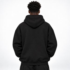 Sweat à capuche oversize en molleton 100 % coton noir de qualité supérieure pour homme, nouveau style 2026, avec logo personnalisé, streetwear d'hiver sur mesure - Product Image 2