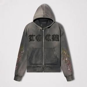 Sudadera con capucha recortada de rizo francés personalizada OEM para mujer, ropa de calle, cuello con capucha y serigrafía informal de punto sólido de algodón pesado - Product Image 1