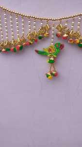 Handcrafted <b>Pom</b> <b>Pom</b> and Beads Wood Parrot Door Hangings Bandarwal Festive Flower Garlands Pooja Housewarming Diwali Haldi Decor - Product Image 2