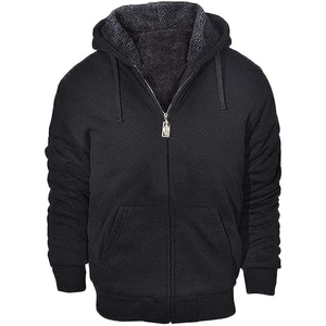 <b>Men's</b> Heavyweight Fleece Pullover <b>Hoodie</b> Full Zip <b>Sherpa</b> Lining Customizable Logo Solid Design Winter Sweatshirt ODM Product - Product Image 1
