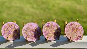 Handmade Elegant Wood Resin Eco-Friendly <b>Drink</b> <b>Coasters</b> Classic Style Marbled Design Durable Epoxy Non-Slip Waterproof 8mm Thick - Product Image 2