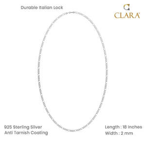 Chaîne Figaro en argent de 18 pouces Très Chic avec diamant Moissanite en or rose et platine pour mariages, cadeaux, fiançailles, fêtes - Product Image 6